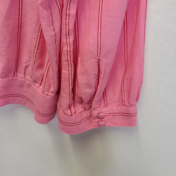Madewell Women's Small Shirt Top Crop Wrap Pink Striped - Picture 4 of 8
